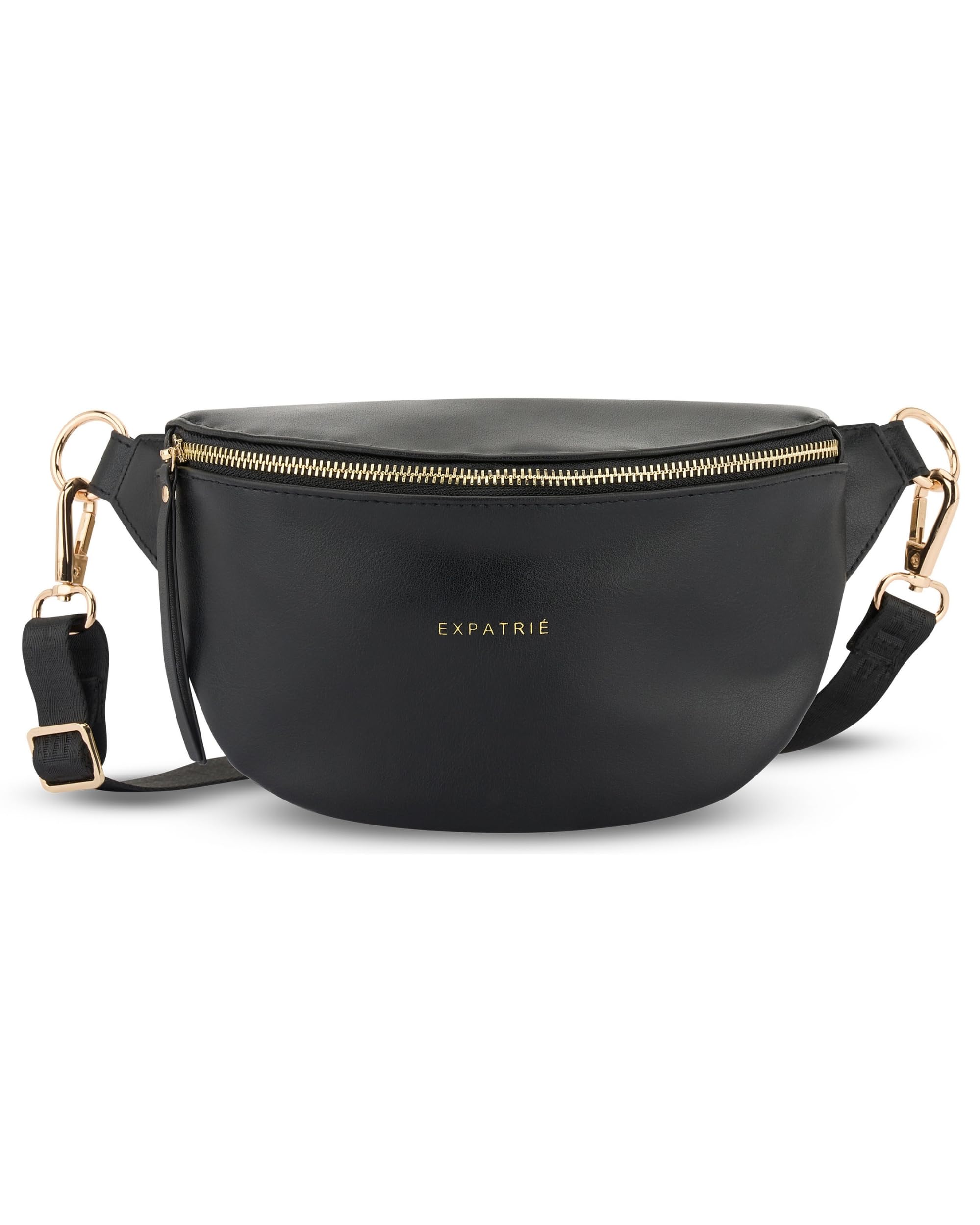 Expatrié Marsupio Donna Nero - Alice Small - Borsa per Festival, Viaggi e Uso Quotidiano In Pelle Vegana - Piccolo Borsello Elegante alla Moda - Impermeabile