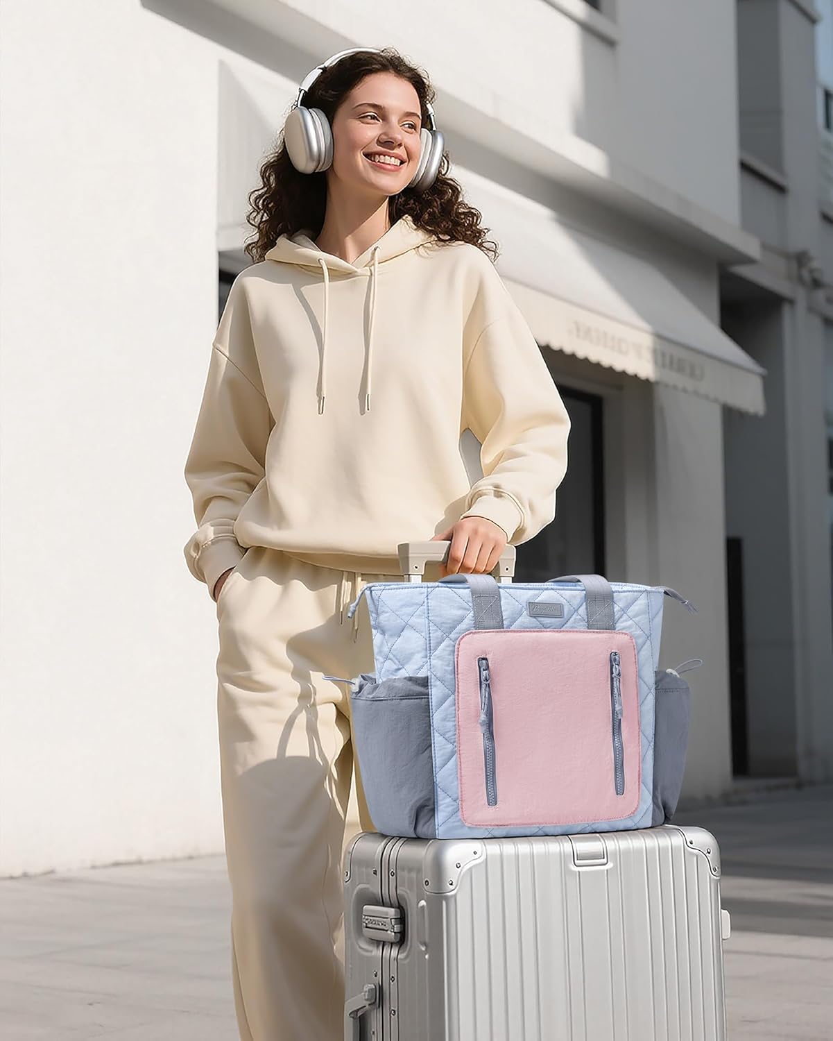 Puffer Tote Bag for Women, Lightweight Puffy Work Laptop Handbag Teacher Nurse Quilted School Daily Travel Gym Bag | Durable, with Zipper, 15.6" Laptop Sleeve, Large Tumbler Holder, Daily Carry On Bags, Comfy College Bags, Portable, Spacious - Image 3