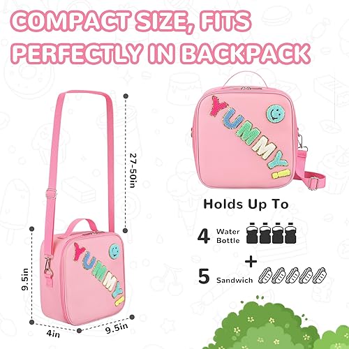 Miniatura 6 de Lonchera térmica para niños con correa ajustable para el hombro, impermeable, reutilizable, para niñas, niños, lavable, suave, térmica, para la