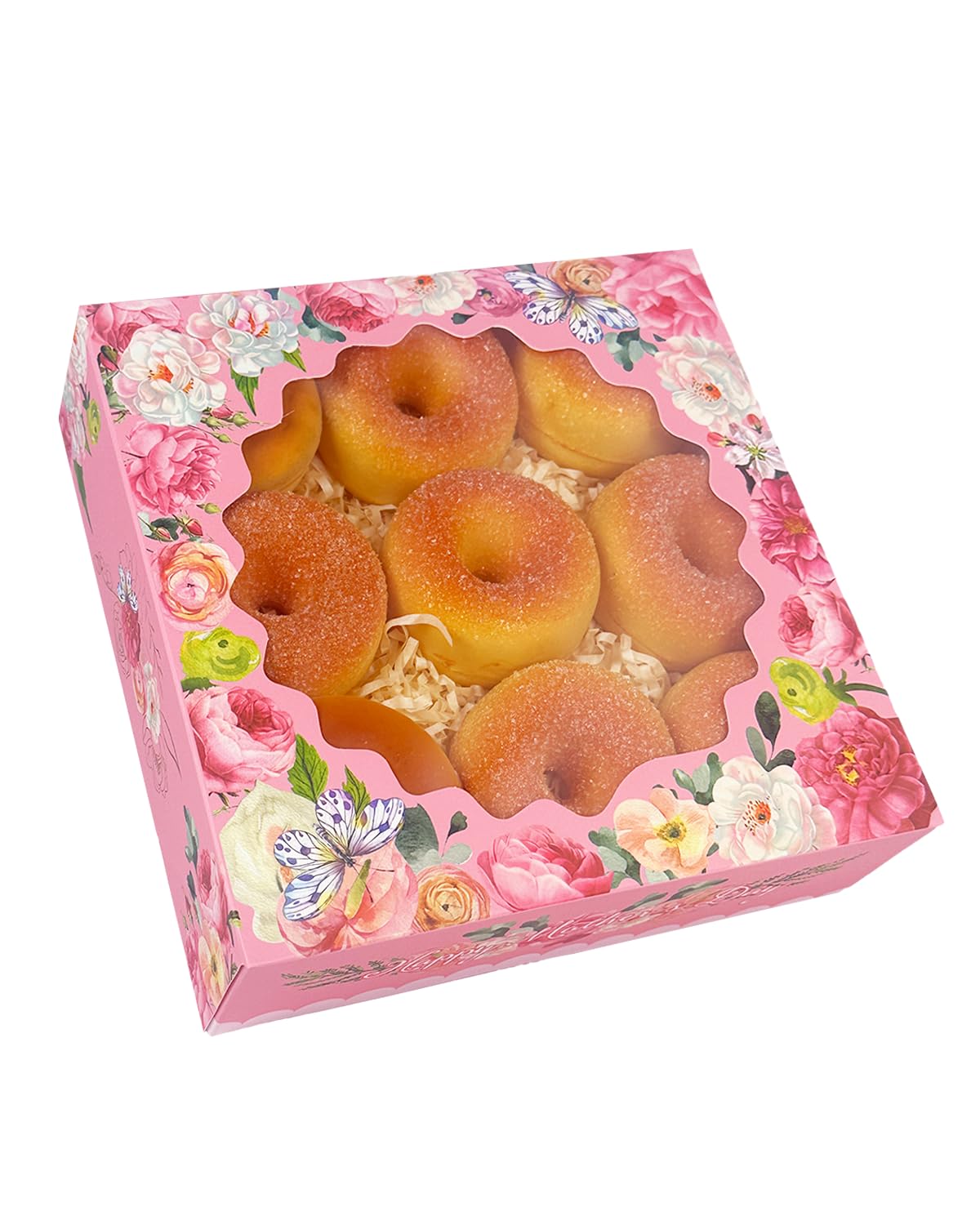 qiqee Lot de 30 boîtes à biscuits pour la fête des mères avec fenêtre - 20,3 x 20,3 x 6,3 cm - Boîte à pâtisserie pour la fête des mères