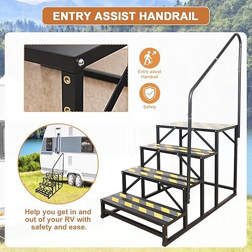 Miniatura 5 de escaleras de 4 pasos para RV, escaleras para tina de hidromasaje, escalera de spa exterior con pasamanos, escalera portátil económica de 5 rueda