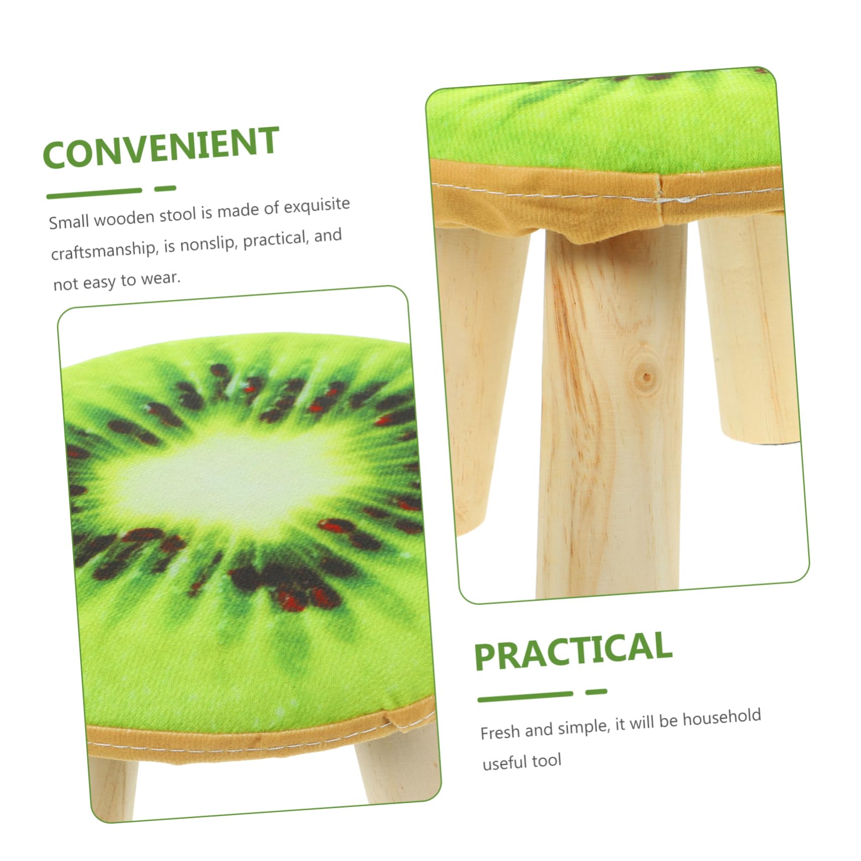 Happyyami Elegant Low Stool Small Wooden Seat for Boys and Girls Home Decor and Daily Tasks