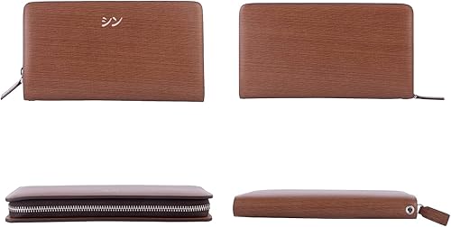 Miniatura 3 de SHINKO Cartera de cuero para mujer, tarjetero de cuero liso, cartera de mano para mujer, tarjetero de cuero con pulsera, Café mate, Versátil