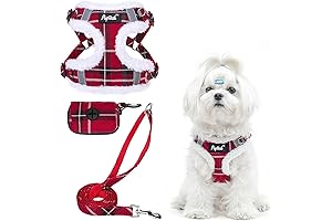 PUPTECK Dog Harness Set - Red Plaid