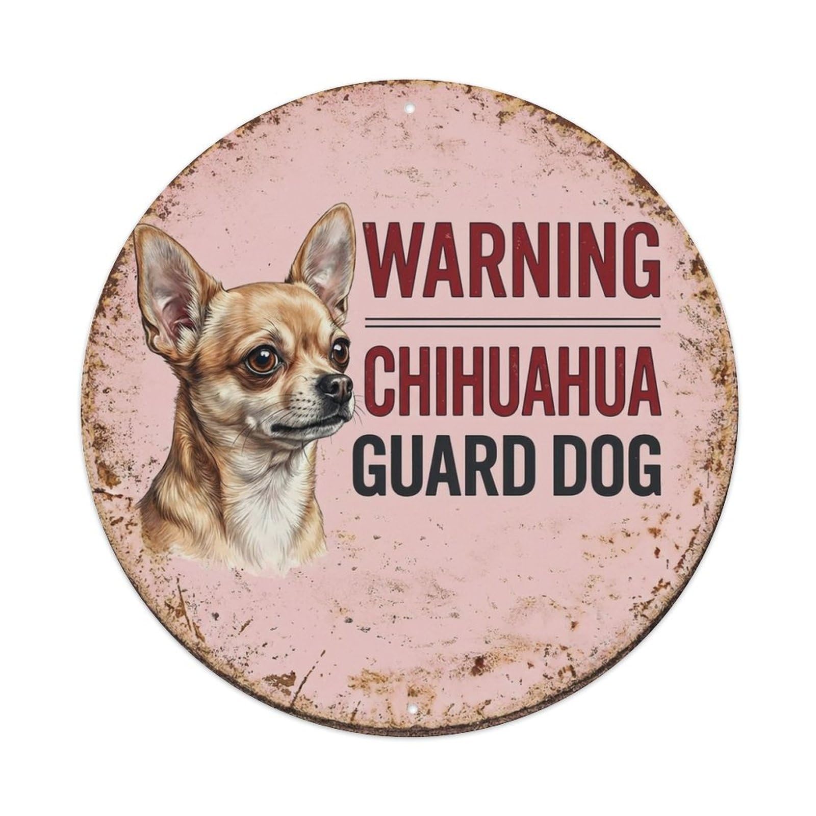 Metal Tin Sign Vintage Warning Chihuahua
