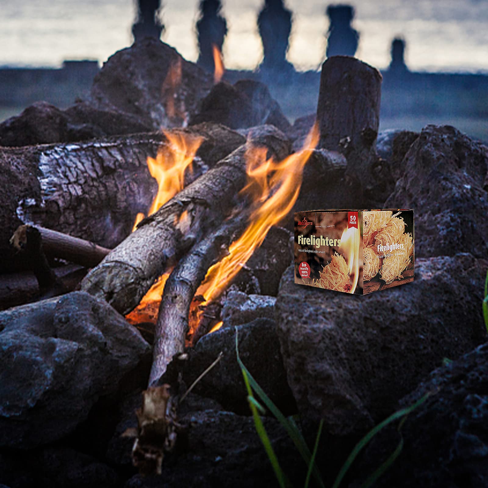 Woodcycle Lot De 100 Allume-feux écologiques En Bois Recyclé Naturel Pour Poêle à Bois, Feu Ouvert, Barbecue, Four à Pizza, Charbon De Bois, Barbecue, Poêle à Bois