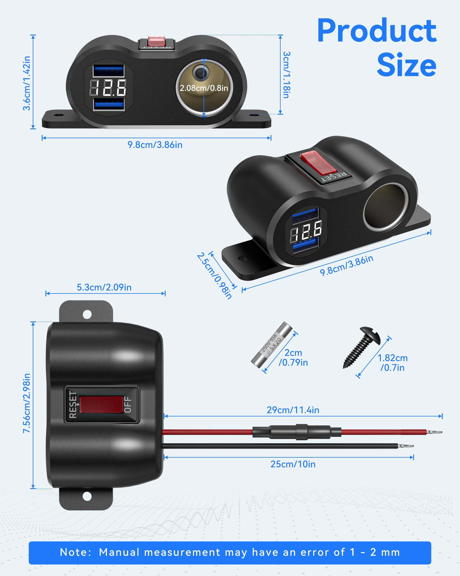 12 V 36 W QC3.0 wtyczka ładowarki USB, 120 W, rozdzielacz gniazda zasilania ładowarka samochodowa szybkie ładowanie z diodą LED do samochodów 12V/24 V łodzi kempingowych