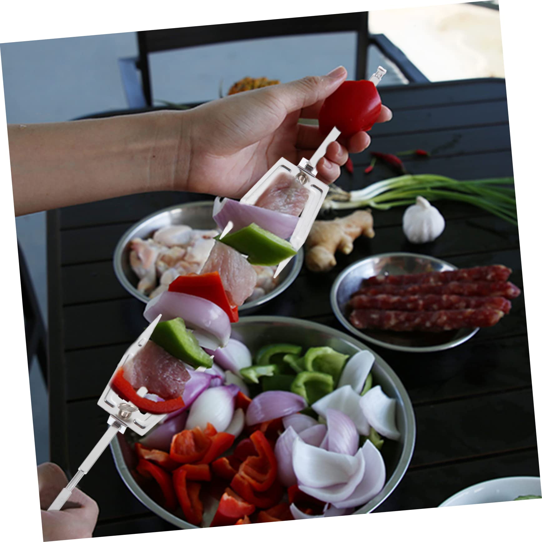 MAGICLULU 2pezzi Forchetta Grill Rotante Professionale Acciaio Inossidabile Per Bbq e Arrosti Utensile Da Cucina Pratico e Facile Da Usare Per e Pollame Per Ristoranti e Uso Domestico