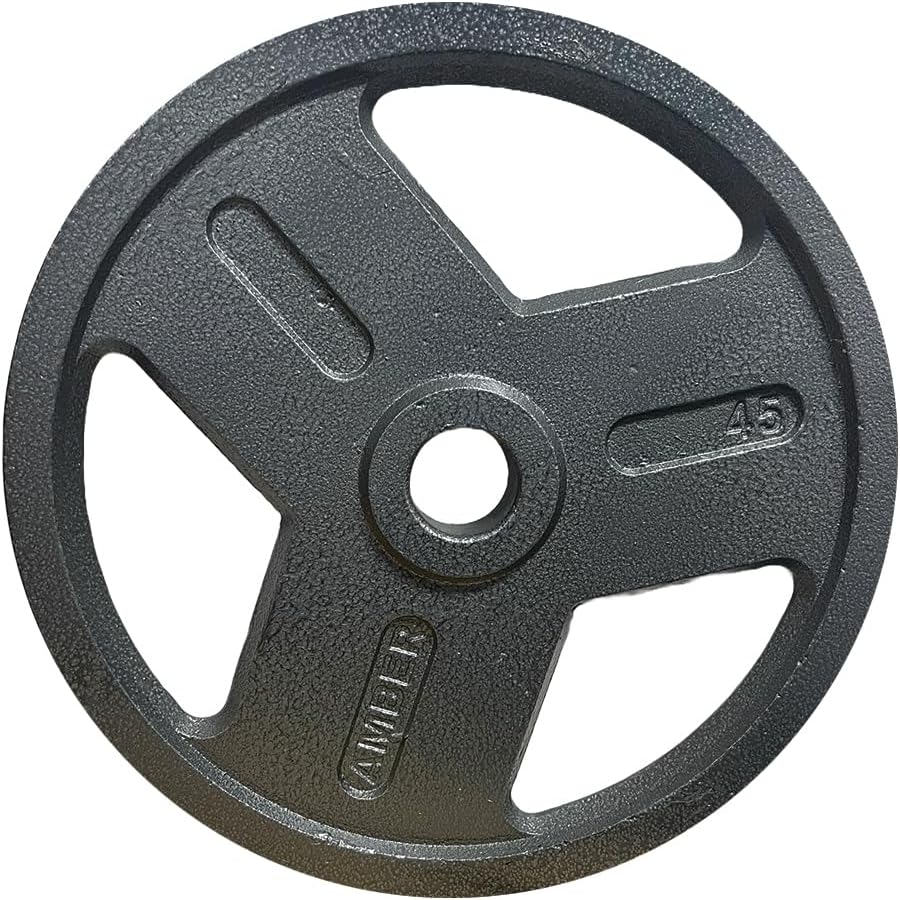 Triple-Grip Weight Plates Durable Cast Iron for Versatile Strength Training - Ideal for Squats, Deadlifts, Bench Press, Rust- Multiple Weight Options Available, Sold as Pair (45, Pounds)