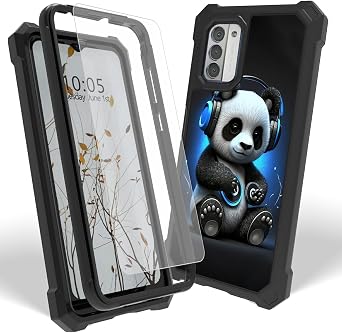 for Nokia G310 2023 Case with Screen Protector, Heavy Duty Dual Layer Hard PC & Silicone Shockproof Protective Phone Cover for Nokia G42/Nokia G310 5G 6.56", Panda