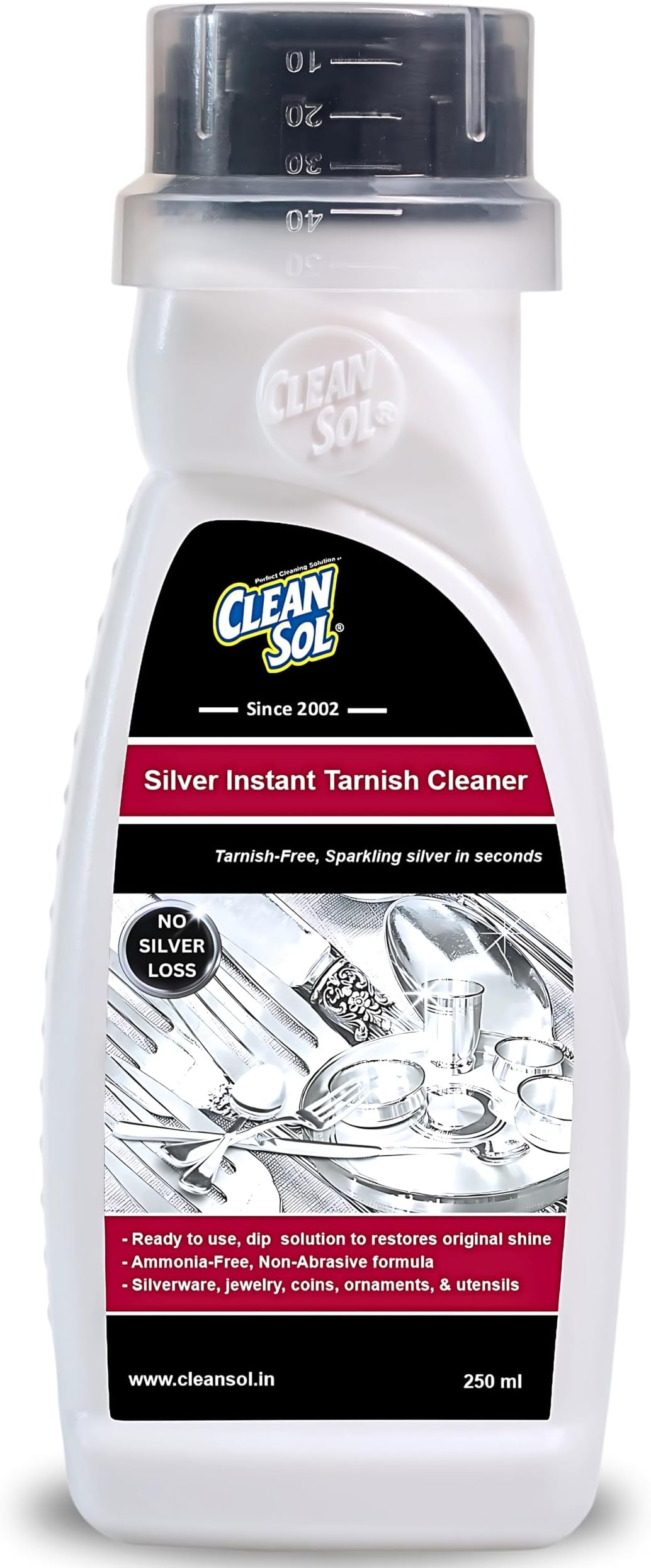 Silver Dip Cleaner Liquid – 250 ml | Instant Silver Cleaner & Tarnish Remover for Pooja Items, Utensils & Jewellery | Silver Shine Cleaning Liquid for Silverware & Ornaments