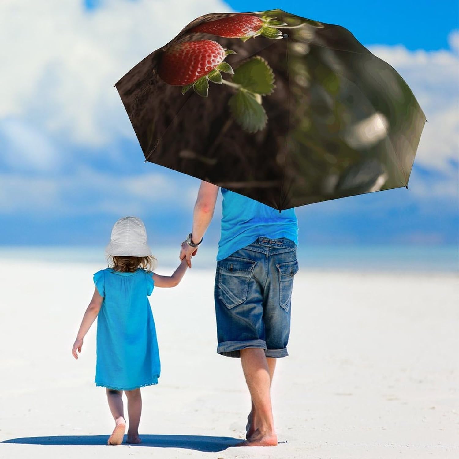 Strawberries in The Soil Umbrella Extra Large Folding, Travel Umbrella Windproof, Compact, Golf Umbrella With Unique Patterns, Fashionable And Beautiful for Men And Women.