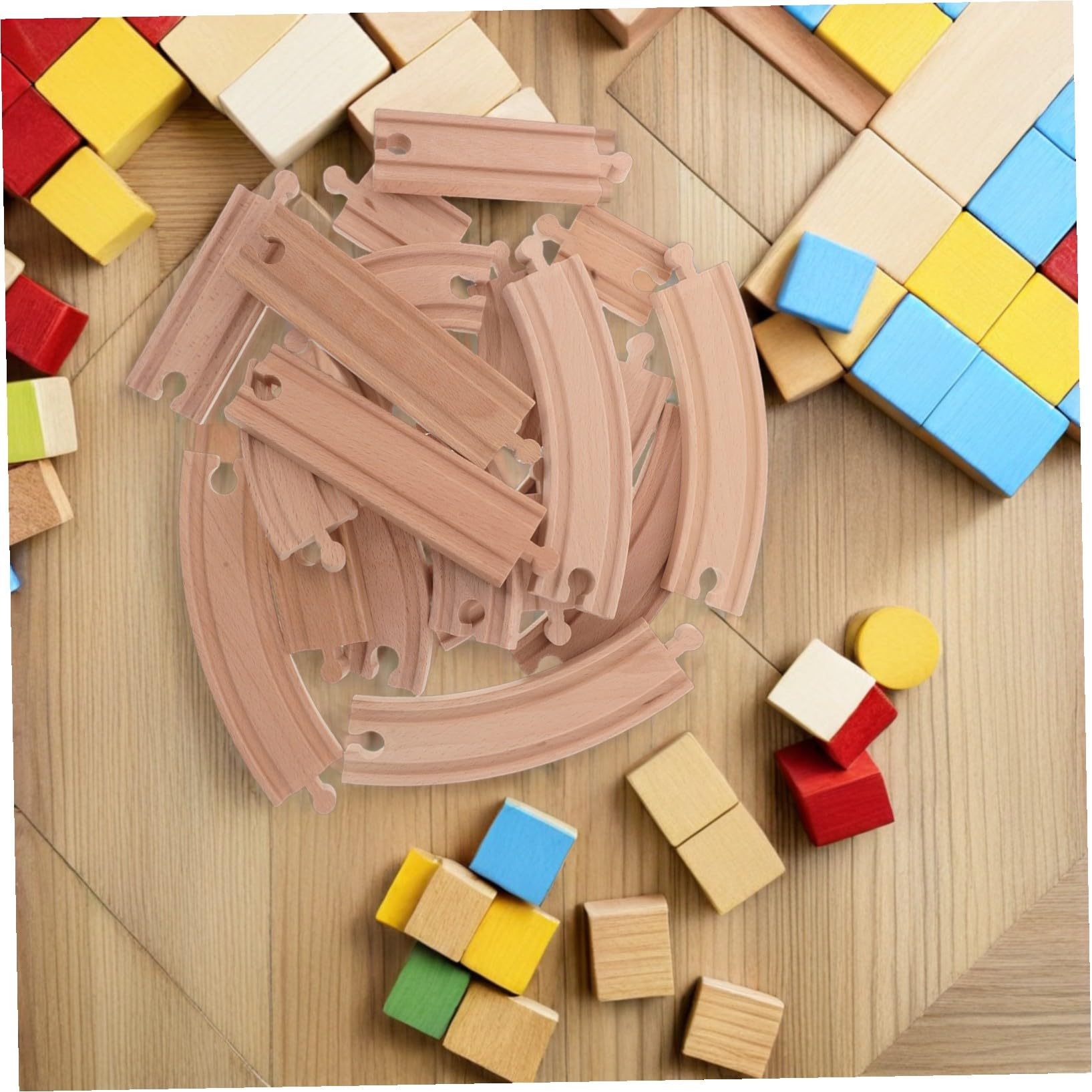 BESPORTBLE 20pezzi Accessori Per Treni in Legno Binari Dritti Curvi Espansione Compatibili Con Sistemi Ferroviari Giocattolo Di Ricambio Per Layout Creativi