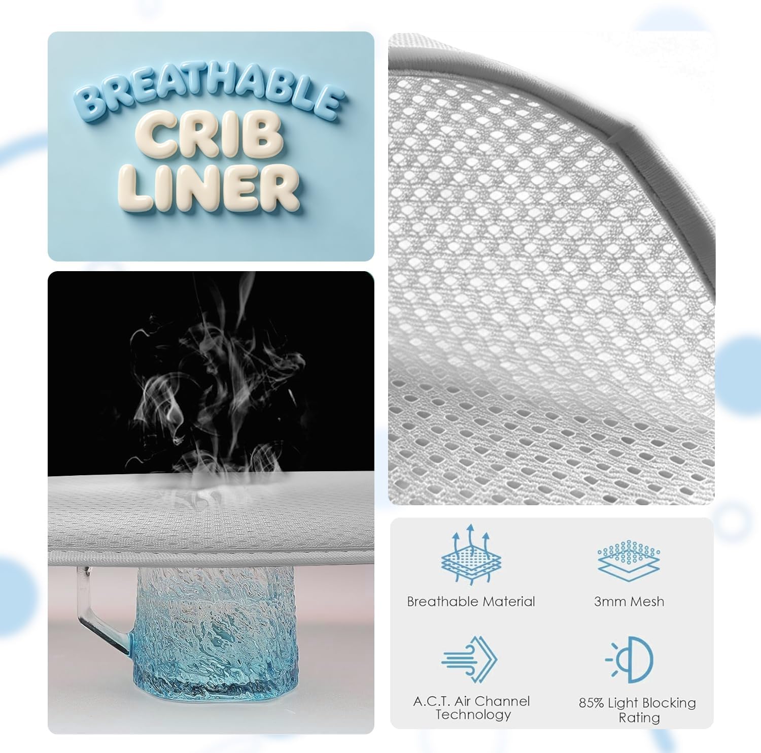 4 in 1 Mesh Strip Cover for Full-Size,Easy to Install,2 Long Panel (51" x 7") and 2 Short Panels (27.5" x 7")-Gray-4Pcs