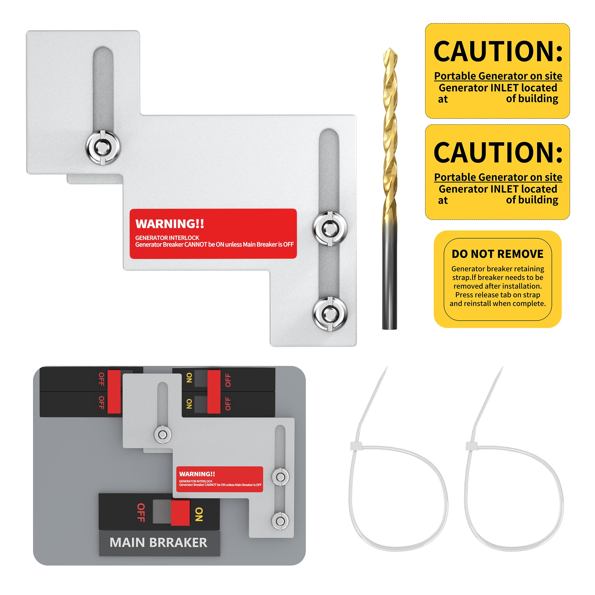Generator Interlock Kit Compatible with Eaton Cutler Hammer Challenger BR-200 150 and 200 AMP Panel, Interlock Kit 1 1/4 to 1 1/2 Inch Spacing Between