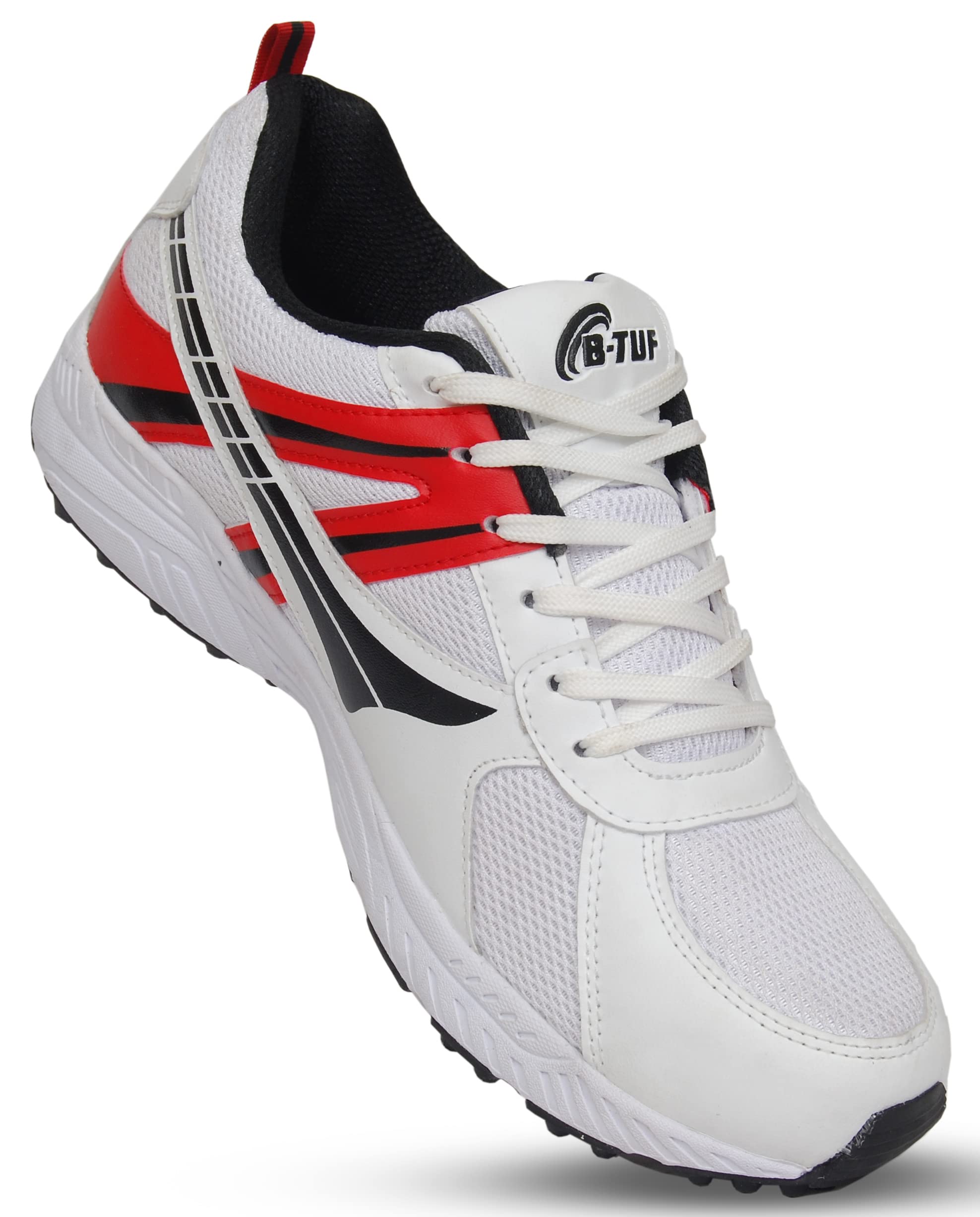 B-TUF Cruze Cricket Shoes Studs Rubber Spikes Boot for Men Women Boys Girls (White/Red) Size UK 8 (B0BR1PSFJM) Amazon Price History, Amazon Price Tracker