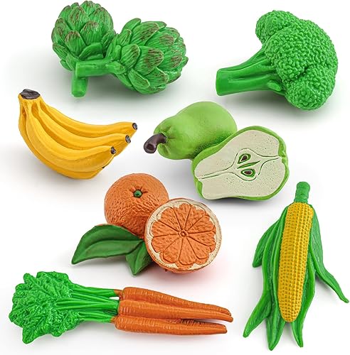 Juego temático de verduras y frutas para centros de mesa y decoración en el mercado de agricultores - Vegetales para aprender alimentos realistas,