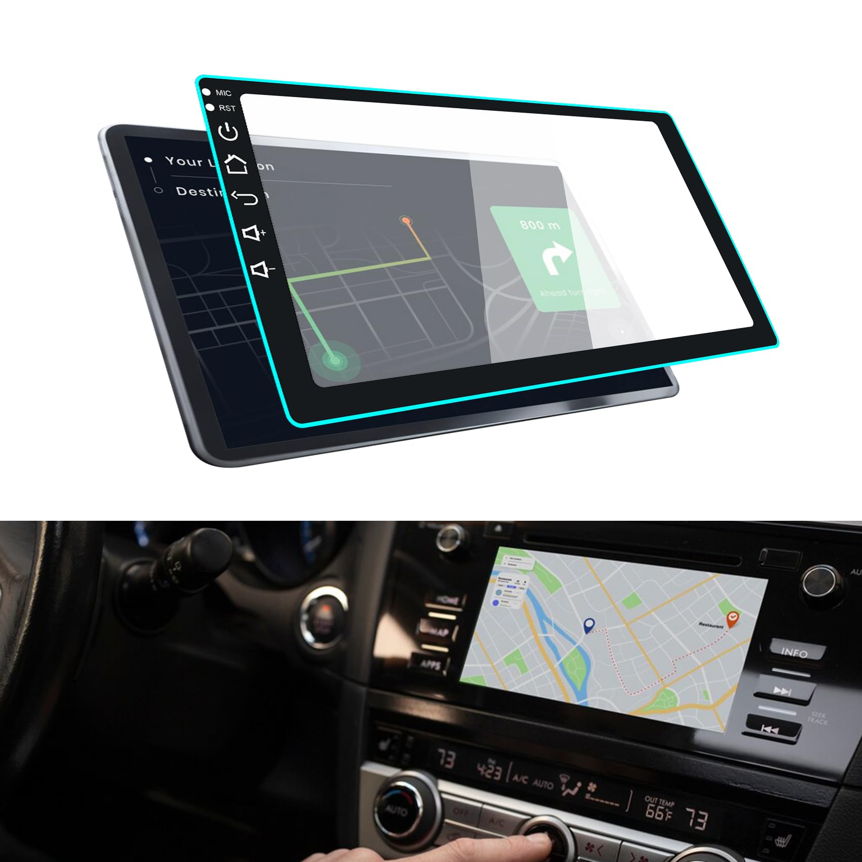 Lecctso Car Navigation Screen Protector, Car Screen Tempered Glass Protector, Car Touchscreen Protector, Car Interior Accessories Universal for Most Cars (black edge HD, 9inches)