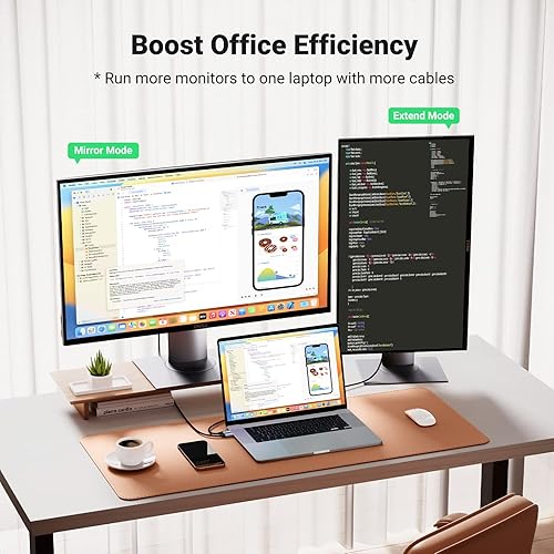 Miniatura 3 de UGREEN Cable USB C a HDMI (4K a 60 Hz) de 3.3 pies, adaptador tipo C a HDMI, Thunderbolt 43 a HDMI para oficina en casa, compatible con iPhone 15