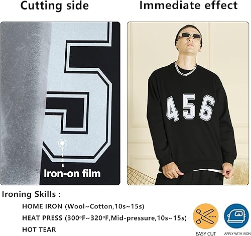 Miniatura 5 de SHOMKIEE Rollos de vinilo de transferencia de calor HTV con purpurina blanca, 12 pulgadas x 9 pies, vinilo elástico para planchar en camisetas para