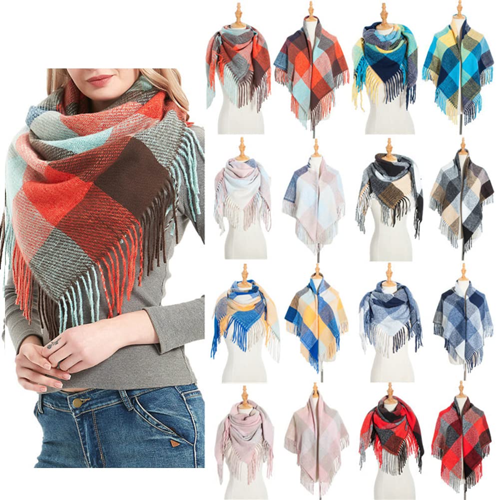Écharpe Tartan Femme Hiver - Châle Long Doux Cachemire Laine - Accessoire Mode Noël Cadeau - 8
