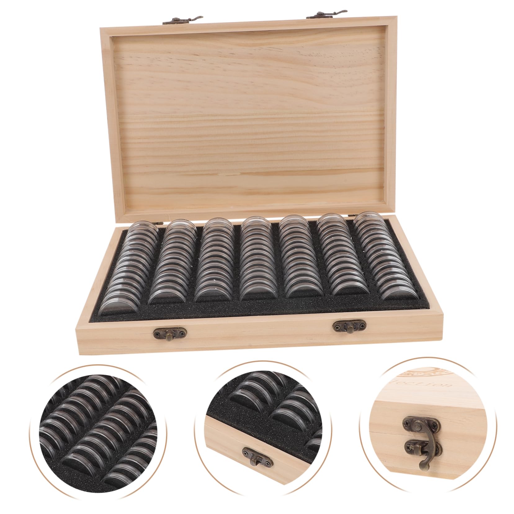 Angoily Caja De Almacenamiento De Monedas De Madera Estuche para Colección De Monedas Estantería