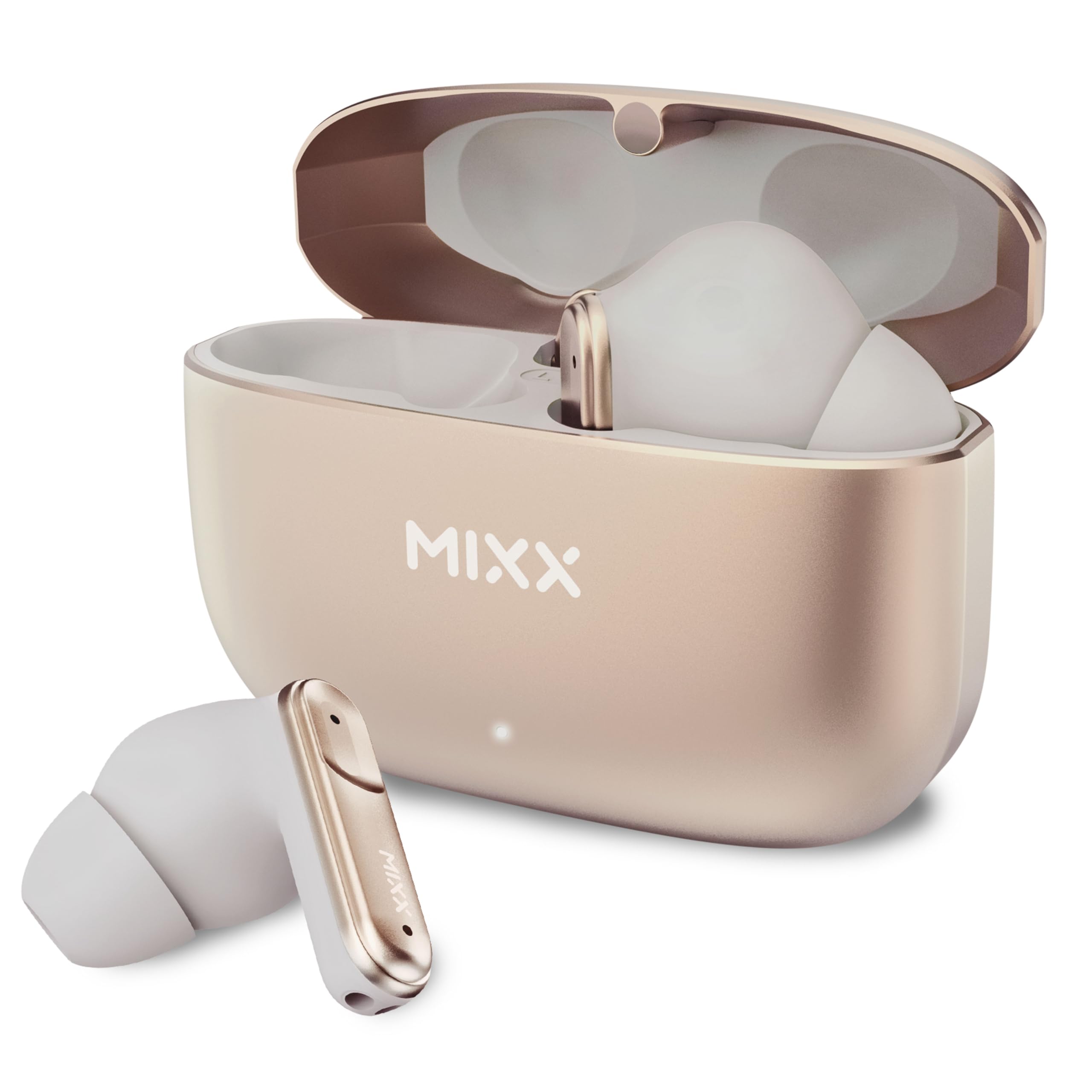 MIXX StreamBuds Custom 3 True Wireless Earbuds with Charging Case – 24hr Playtime, Quick Charge, App Control, Clear Voice Quad Mic, Noise Isolation –