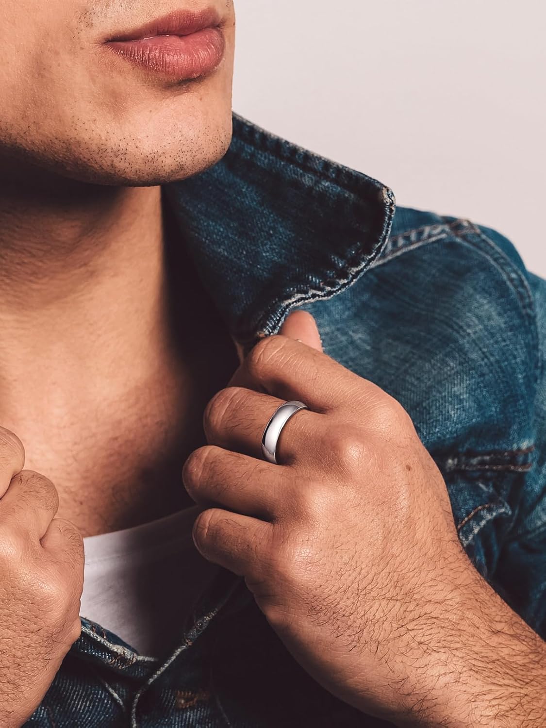 Bandmax Sterling Silver Rings for Men Women 5MM Wide Chunky Band Ring Classic Minimalist 925 Silver Rings Pinky Ring Cocktail Ring Wedding Ring