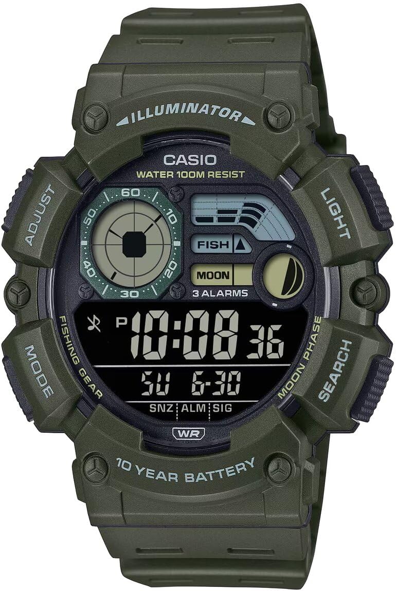 Casio WS-1500H-3BVDF Quartz Dijital Silikon Yeşil 10 ATM 50 mm Erkek Kol Saati