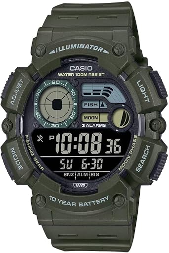 Casio WS-1500H-3BVDF Quartz Dijital Silikon Yeşil 10 ATM 50 mm Erkek Kol Saati