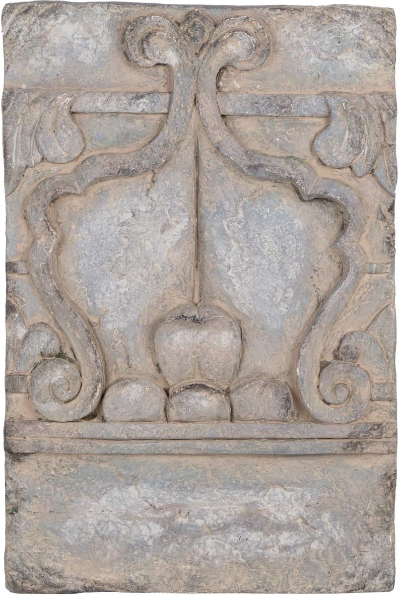 A&B Home Rectangular Scroll Wall Art - Gray Outdoor Decor - Carved Floral Design