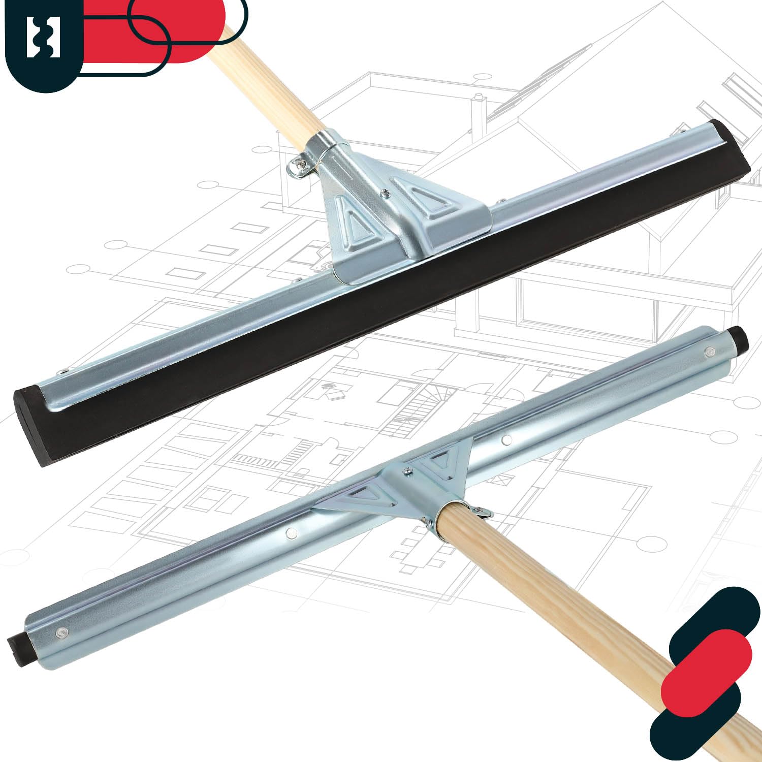 KOTARBAU® Wasserschieber Bodenabzieher Edelstahl mit Doppellippe 55 cm Metallstiel