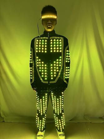 Earthradius Full Color LED Growing Robot Suit Costume Men LED Luminous Flashing Clothing Dance Wear For Night Clubs