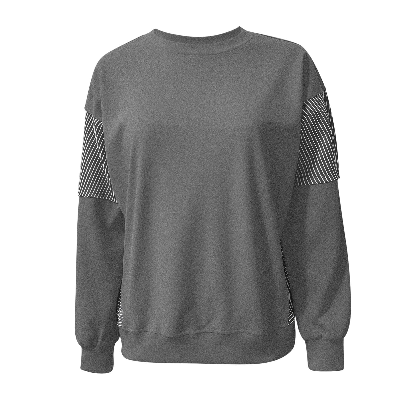 Sudadera de Cuello Redondo a Rayas de Color para Mujer, Jersey Informal de Manga Larga, Suave, cómoda, para Uso Diario, versátil, Elegante, básica, para Estar en casa, Ropa de Moda Alternativa