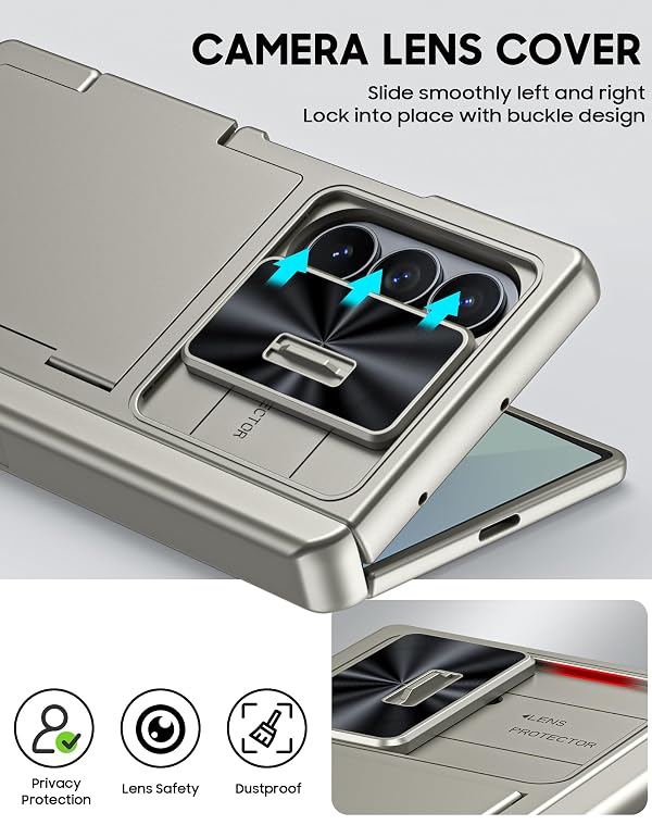 Vizvera for Samsung Galaxy Z Fold 7 Case RFID Wallet with Cards Holder[Kickstand][Camera Cover] Shockproof Silicone Protective Phone Case for Z Fold 7 2025-Natural Titanium by Vizvera - Used condition - Image 8