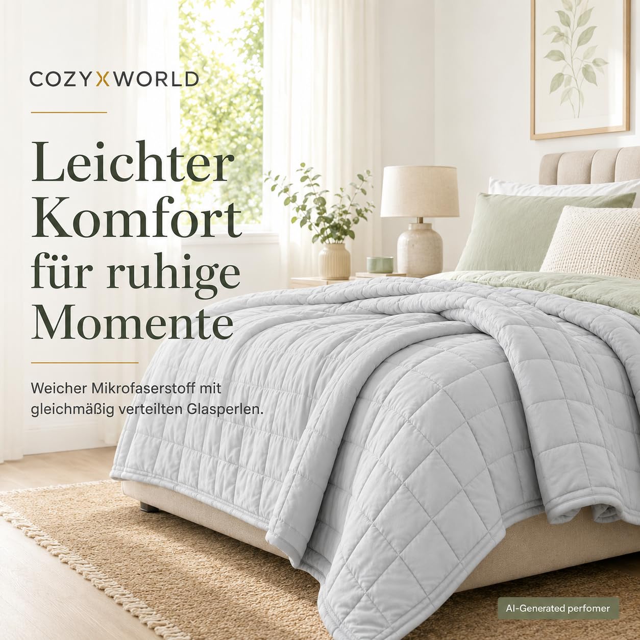 Gewichtsdecke 135x200cm 9kg, Entspannungsdecke 100% Baumwolle Schwere Decke, Weighted Blanket Anti Stress Therapiedecke, Gewichtsdecke Erwachsene zum Besser schlafen, Oeko-Tex Zertifiziert,Hellgrau