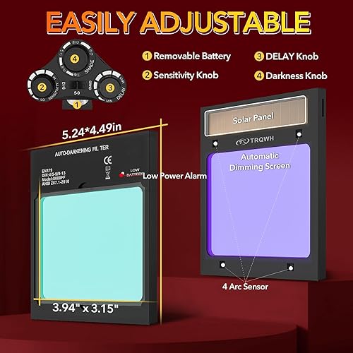 Miniatura 5 de Capucha de soldadura con oscurecimiento automático de luz Cascos de soldadura de visión grande para hombres Máscara de soldadura de color verdadero