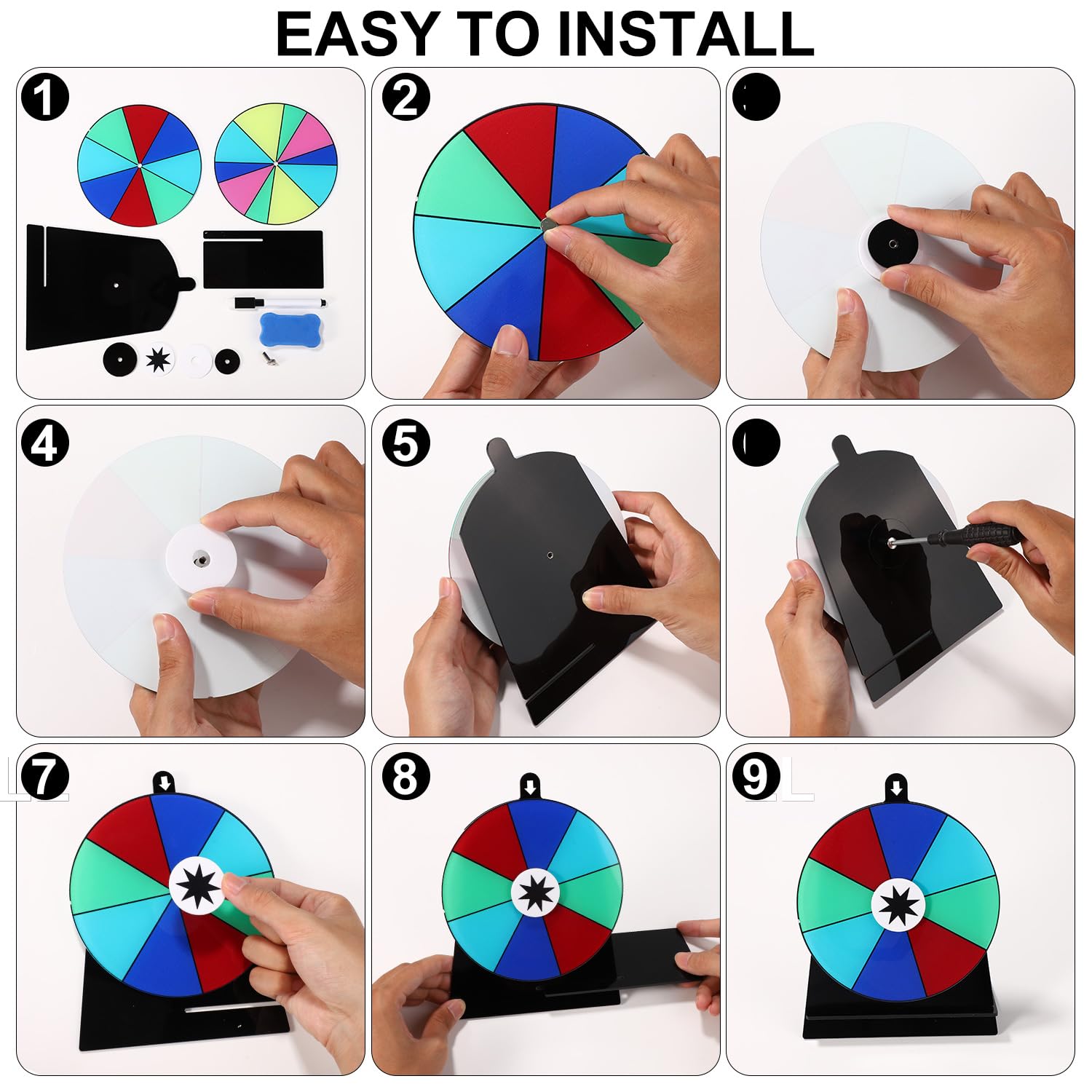 Roue à Prix Tournante En Acrylique - Jeu De Tirage Au Sort Avec Marqueur Effaçable - Pour Foires, Anniversaires, événements Pros