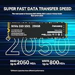 fanxiang S501 256GB NVMe SSD 3D NAND1.3 PCIe Gen3x4 M.2 2280 Internal Solid State Drive Read Speed up to 2,050 Compatible with Laptop & PC Desktop