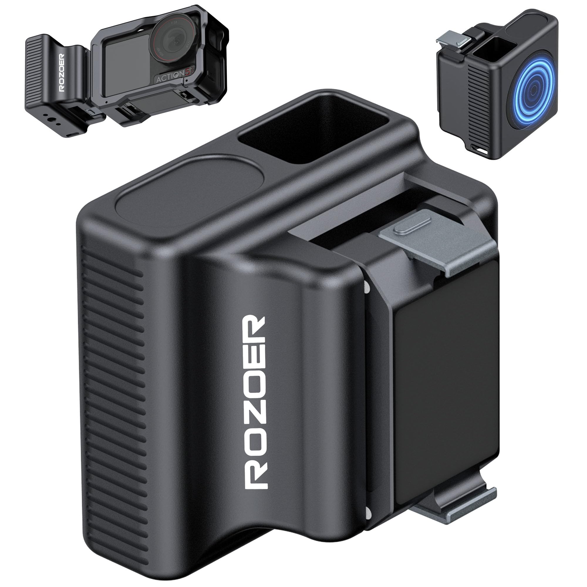 ROZOER Mini Side Magnetic Handle for DJI Osmo Action 6 5 Pro, 4, 3, Nano and for Osmo 360 – Aluminum Alloy with Magnetic Base, Quick Installation