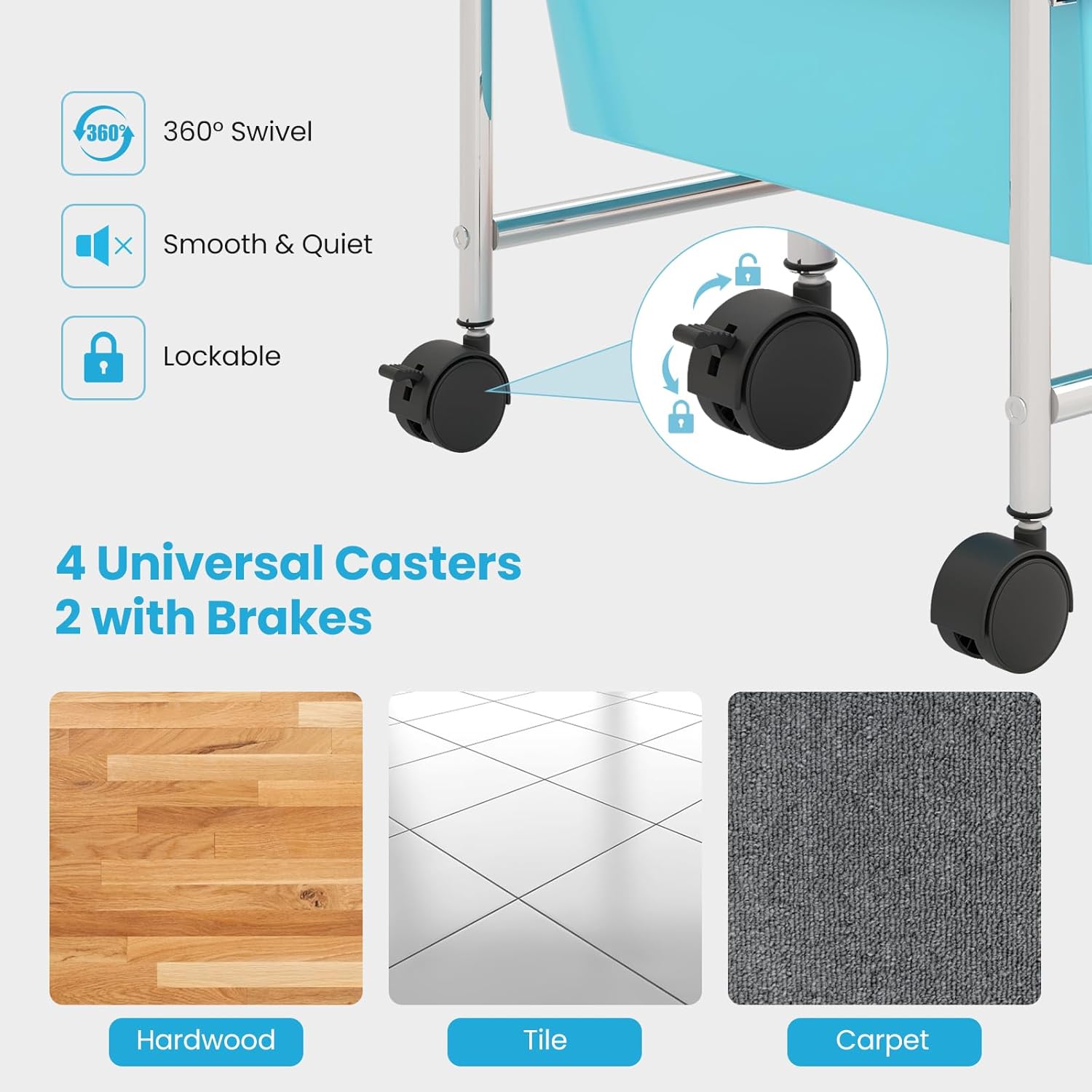 Giantex 15-Drawer Organizer Cart Office School Storage Cart Rolling Drawer Cart for Tools, Scrapbook, Paper (Multicolor)