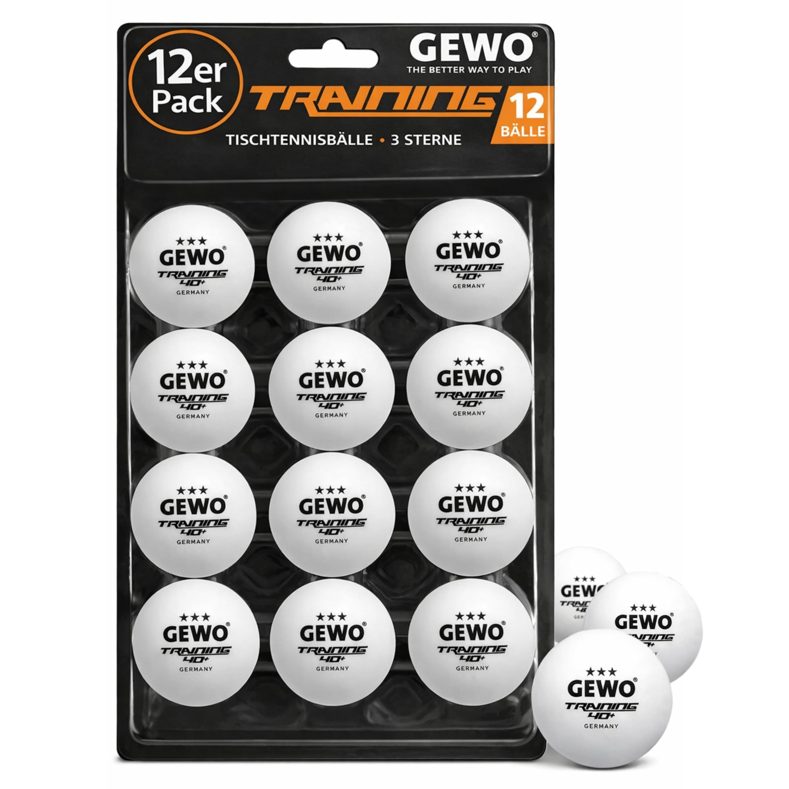 GEWO Ultra SLP Table Tennis Balls - 3 Star Table Tennis Ball Made of Plastic 40 Without Seam - ITTF Certified Competition Balls in Hard Tube - 6 High-Quality Professional Table Tennis