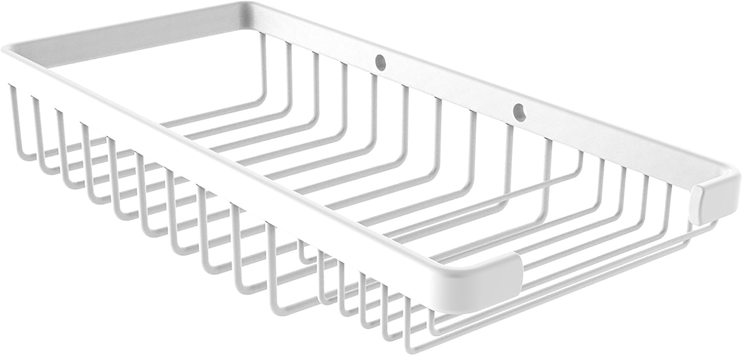 Allied Brass BSK-60SR-WHM Rectangular Combination Shower Basket, Matte White