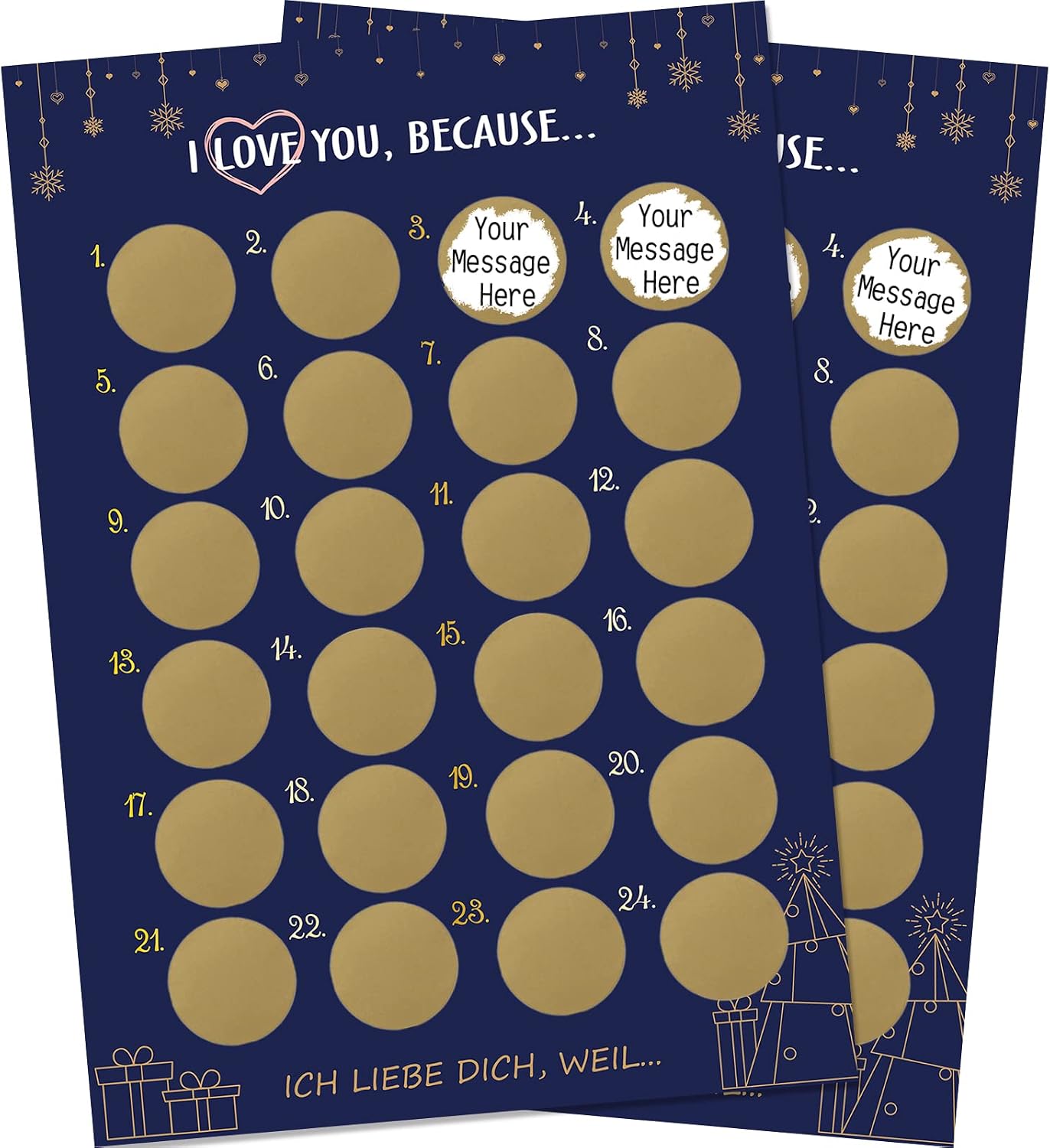 2 Sheets Scratch Off Poster Card for Adults and Kids 16.5"×12" Christmas DIY Advent Calendar