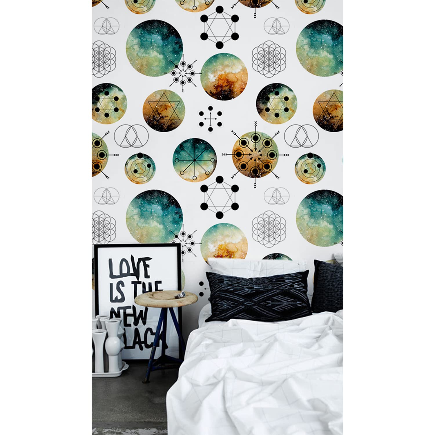 Papiers peints géométrie intergalactique déco murale chambre Coloray