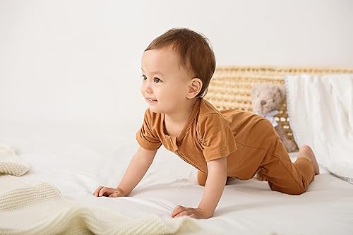 Miniatura 5 de BeiVSlley Paquete de 2 mamelucos de verano de manga corta para bebé, de algodón, con cremallera frontal, ropa para bebés y niños pequeños