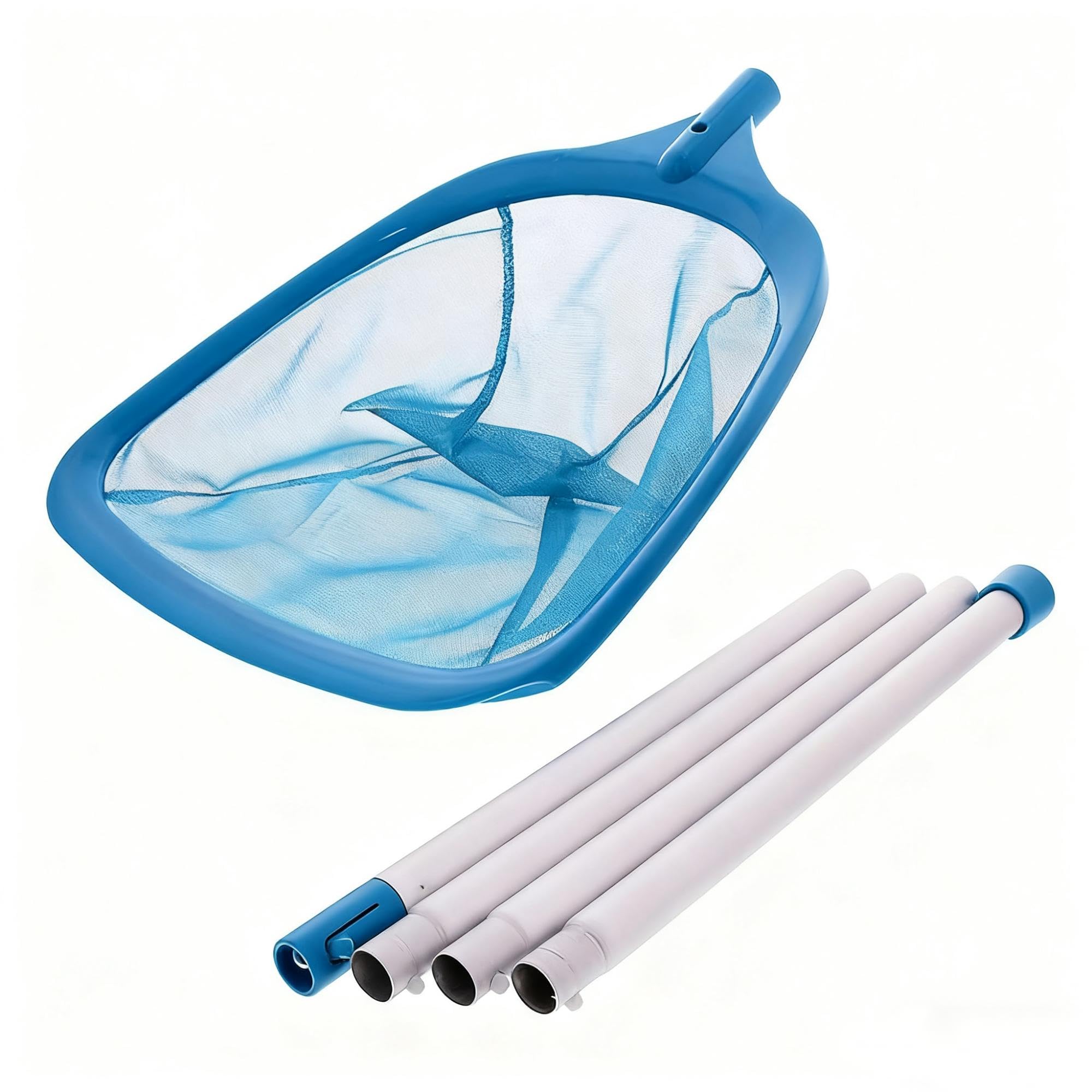Retino per piscina con asta telescopica da 160 cm, manico staccabile a 4 sezioni, rete per foglie profonde per piscina