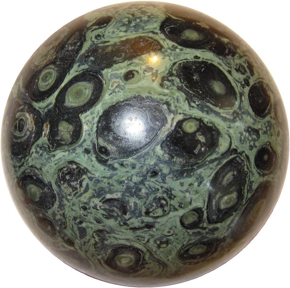 Jasper Ball Green 08 Crocodile Kambala Prime Quality Crystal Sphere Collector Energy Stone 2.7"