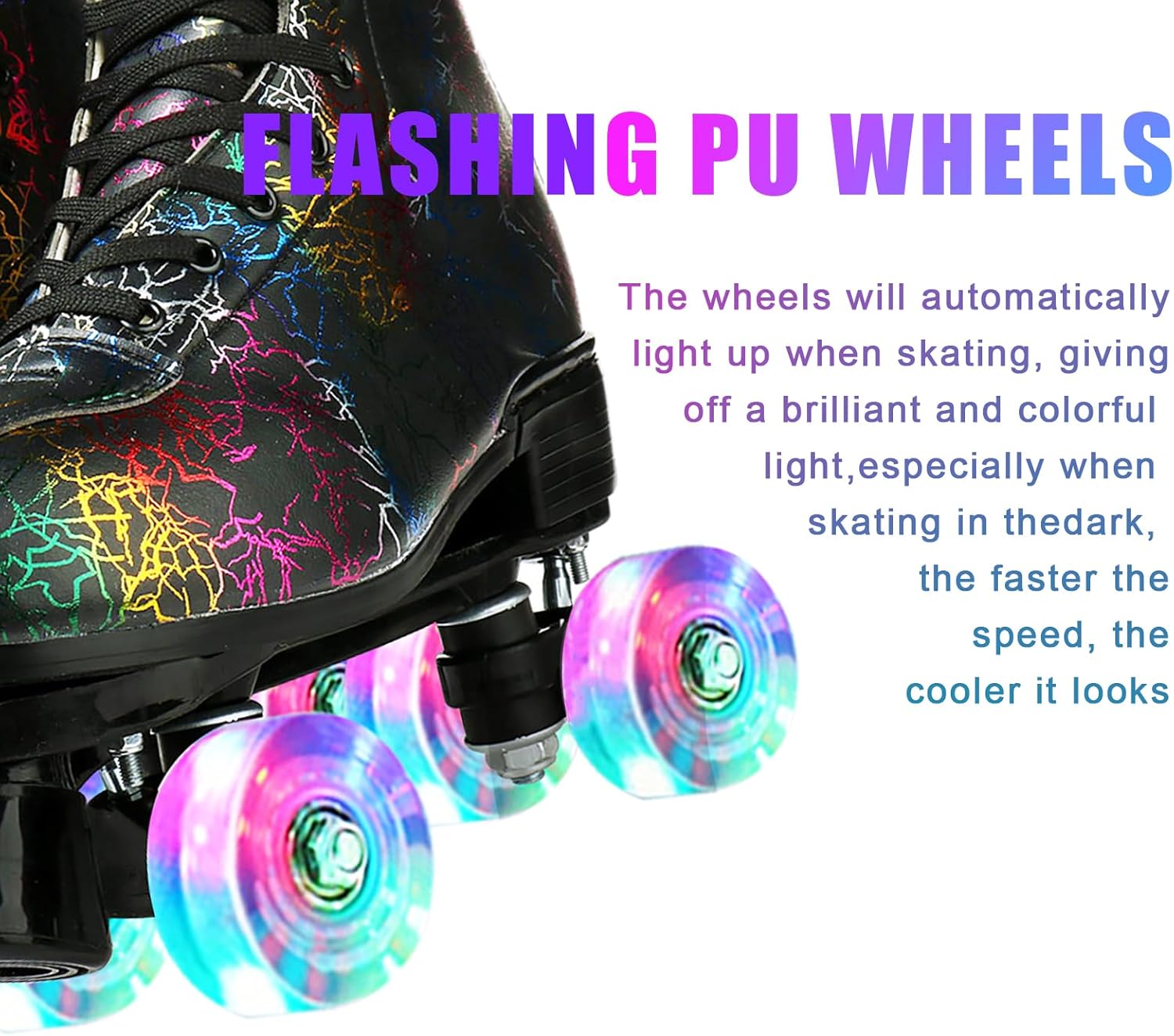 Roller Skates for Women Men, PU Leather Classic Double-Row Light-Up Wheel, Roller Skates for Indoor Outdoor, Beginner