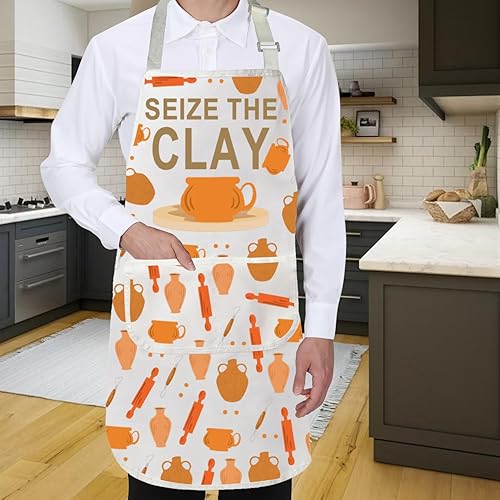 Miniatura 6 de Gzrlyf Seize The Clay Pottery - Delantal de cerámica para artistas, regalo para maestros y amantes de la cerámica